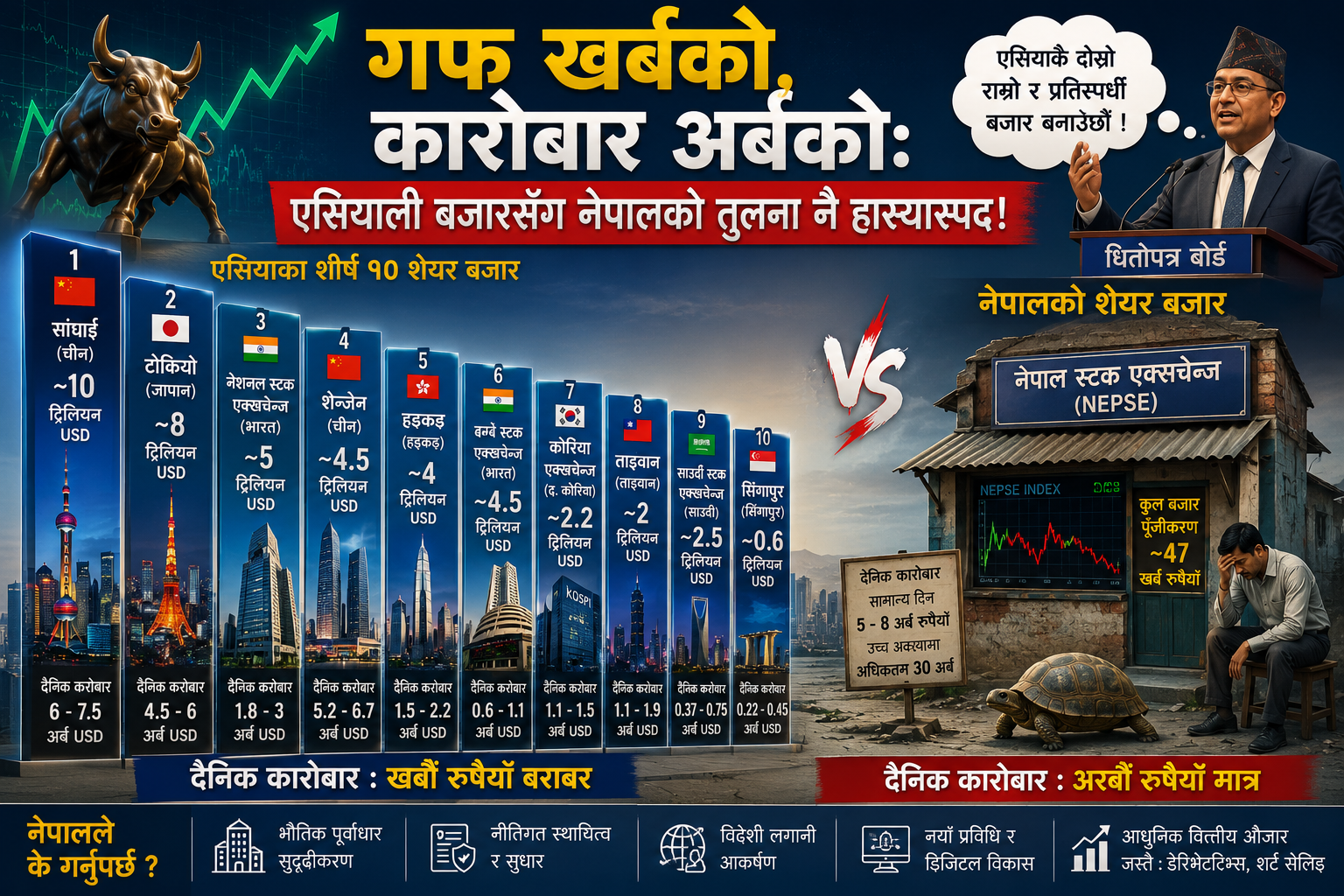 गफ खर्बको, कारोबार अर्बकोः एसियाली बजारसँग नेपालको तुलना नै हास्यास्पद!